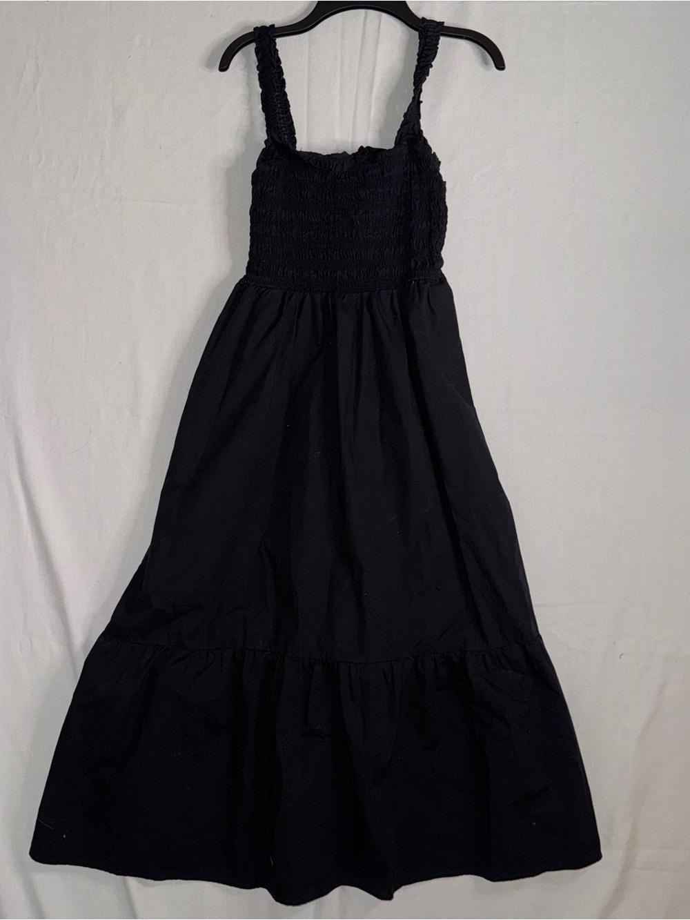 Womens Black Smocked Maxi Dress Small